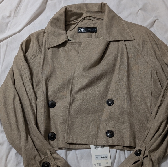 Zara CROPPED LINEN BLEND TRENCH - Picture 6 of 10